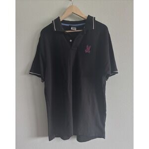 Psycho Bunny Polo Shirt Mens Size 9 3XL Black Blue Red 100% Pima Cotton